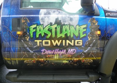 Fastlane Towing Tow Truck Wrap Haunted Theme